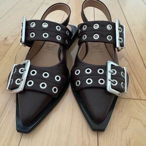 WORN ONCE Ganni double buckle Flats